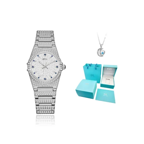 EA Constellation Baby's Breath Collection Кварцевый механизм Сплав Ремешок Часы Унисекс Серебристый циферблат