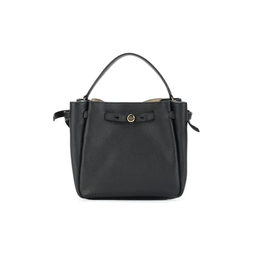 TORY BURCH Romy Bucket Зернистая кожа личи Кожа Сумка-ведро Сумка через плечо Сумка Маленькая Женская Черная