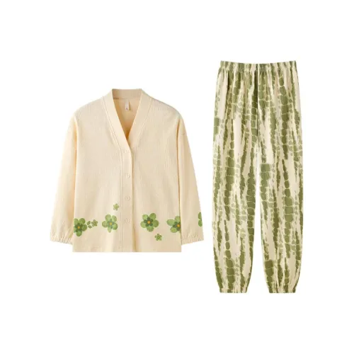 ZAO FU NIAO Пижамный комплект женский цвет матча зеленый