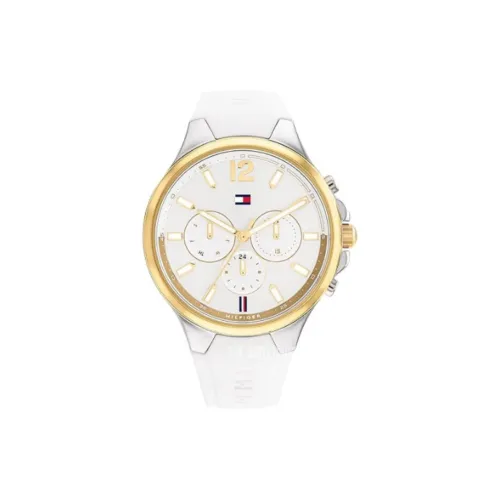 Tommy Hilfiger Women's Watch Кварцевый механизм Резиновый ремешок 40 мм Белый циферблат
