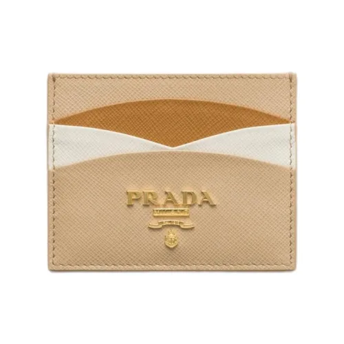 PRADA Saffiano Телячья кожа Держатель для карт Женский Песочный с Карамель