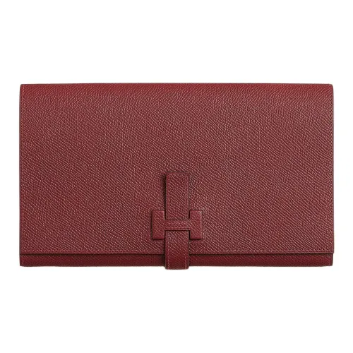 HERMES New H Passant Epsom Телячья кожа Кошелек Женские 55 Руж H HERMES Красный