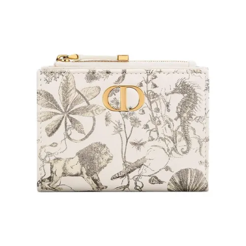 DIOR CaroDahlia Телячья кожа Кошелек Женские Экрю