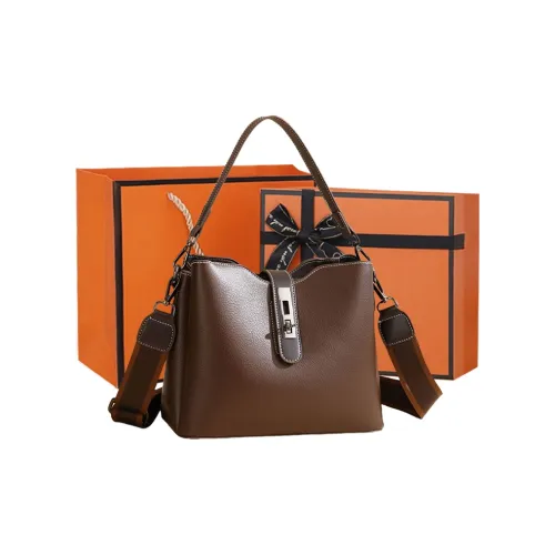 PINK·LAND ПУ (полиуретан) Ведрообразная сумка Сумка Женская Кофейная Черная