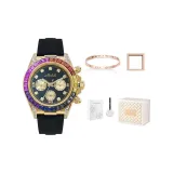 Золотой-Цветной горный хрусталь + Браслет с римскими цифрами, Коробка