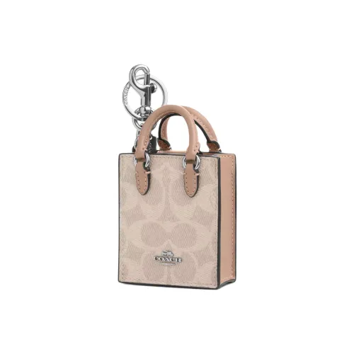 COACH Покрытый холст Чехол для наушников Мини Женский Бежевый
