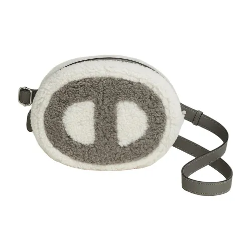 HERMES In The Loop Мериносовая шерсть с Swift Телячья кожа Бананка Unisex Light Бежевый Дождевой облачный серый цвет