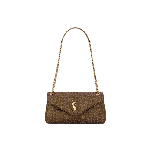 SAINT LAURENT Calypso Ацетат Конверт Сумка Сумка через плечо Маленькая Женский Коричневый Зеленый