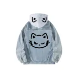 Винтажный синий K718 с капюшоном