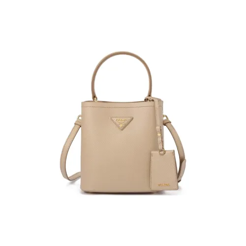 PRADA Panier Сумка через плечо из коровьей кожи маленькая сумка для женщин бежевый цвет верблюжий