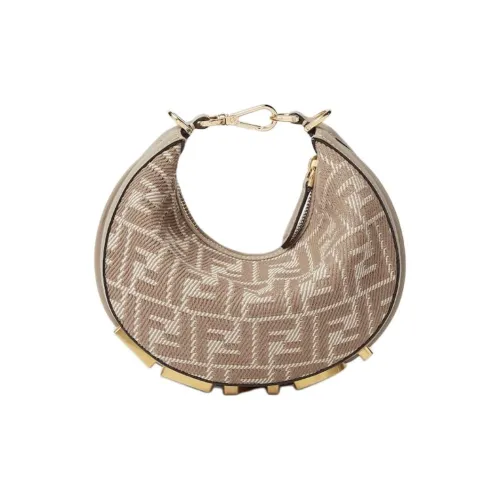 FENDI fendigraphy Ткань Полумесяц Сумка Сумка через плечо Мини Женский Серый