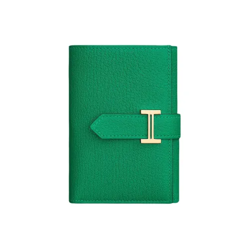 HERMES Bearn Mysore Шевро Кошелек Женские 6W Menthe Мятно-зеленый