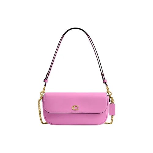 COACH Телячья кожа Сумка через плечо Сумка на плечо Средняя Женская Латунь и Фуксия