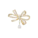 Корейский стиль, бант, брошь - золото