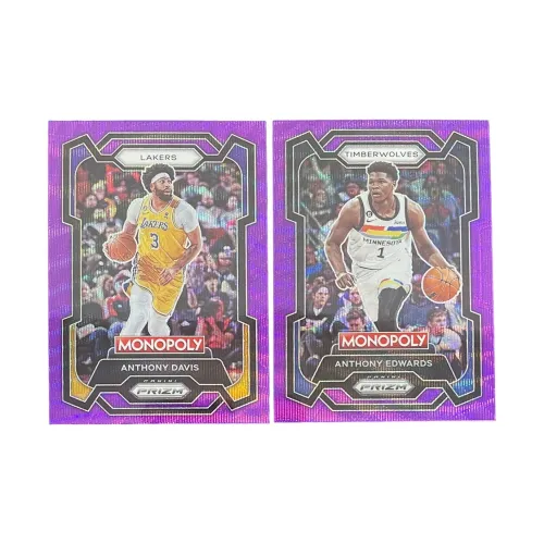 PANINI 2023 24Prizm Монополия PZ Anthony Эдвардс+Anthony Дэвис Фиолетовая Рябь Fold Фиолетовая Fold Спортивные карты 2 шт