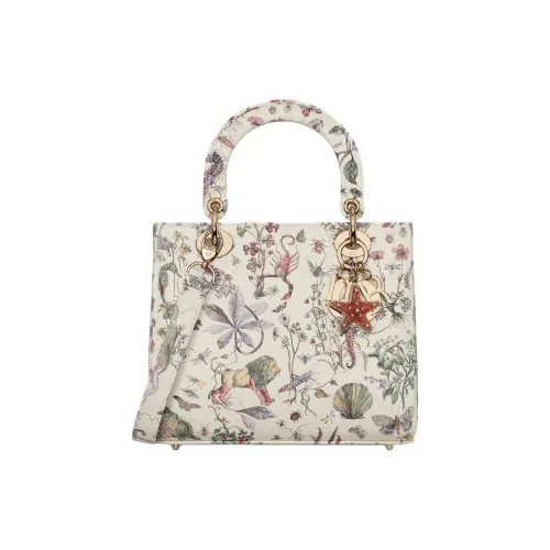 DIOR Lady Dior Телячья кожа Одно плечо Сумка Средний Женский Бежевый