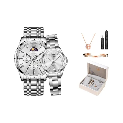 OLEVS Cool Play Collection Sparkling Collection Кварцевый механизм Ремешок из нержавеющей стали Часы Унисекс Белый циферблат