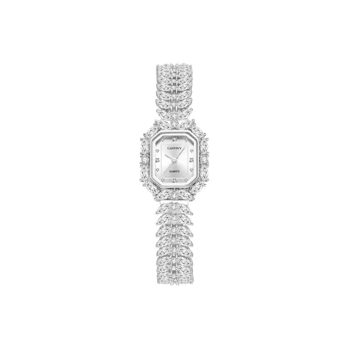 Caffiny Кварцевый механизм покрытие из белого золота медный ремешок женские часы серебристый циферблат