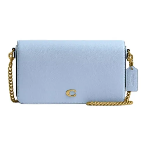 COACH Кожа с Покрытым Холстом Сумка через плечо Маленькая Женская Синяя