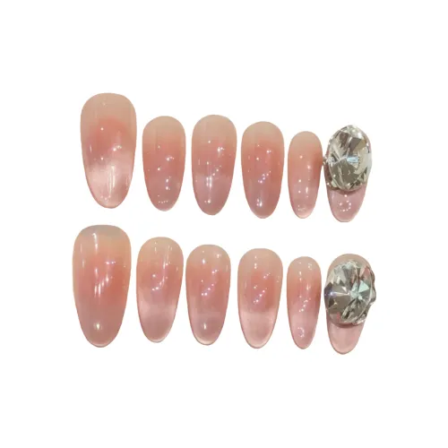 Gentle Welcome 12 Fingers One Carat Pure Кошачий глаз False Nail Oval Nude Blush Stain Coquette