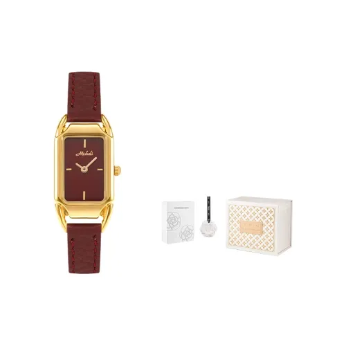 MISHALI Кварцевый механизм кожаный ремешок женские часы красный циферблат