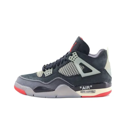 OFF Белый x Jordan Air Jordan 4 Противоскользящие Устойчивые к износу MID Баскетбольные кроссовки Унисекс Черный Красный