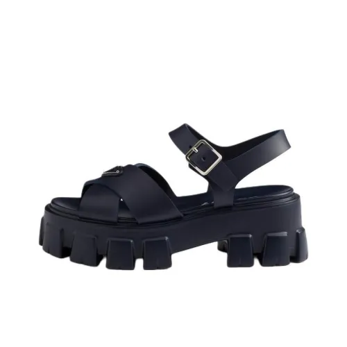 PRADA Monolith One Ремень Сандалии 5,5 см Женские Морской Синий