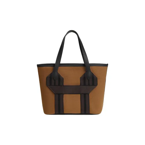 HERMES Pursangle Clemence Кожа с Wooly Цвет холста Тоут Сумка Сумка для покупок Сумка Средний Женские Каштановый Черный