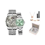 Стальной браслет в сером цвете + стальной браслет в зеленом цвете [Корона Коробка]