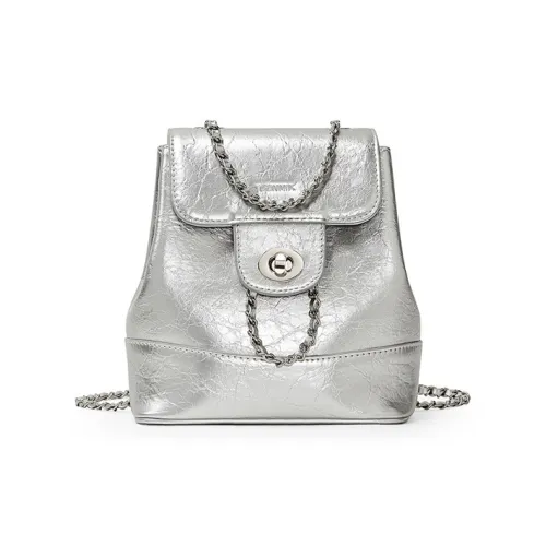 teenmix Рюкзак из коровьей кожи с синтетической кожей женский черный космический серебристый