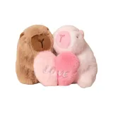 Капибара Сердце Заколки для волос: Светло-коричневый + Розовый (1 пара)