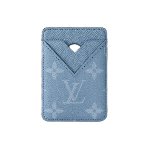 LOUIS VUITTON Монограмма Холст с Taiga Коровья кожа Держатель для карт Мужской Синий