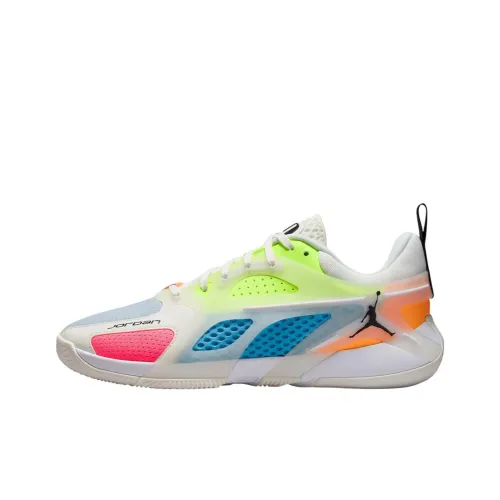 Джордан Heir Collection Slip-resistant Abrasion-resistant Low-top Basketball Shoes Unisex White Green Blue