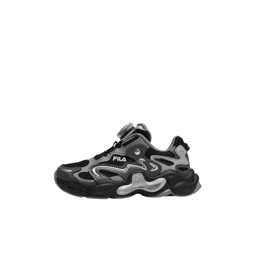 FILA KIDS Амбер Амортизация и Дышащий Низкий Топ Беговые кроссовки Черный Серый Замковая Детский