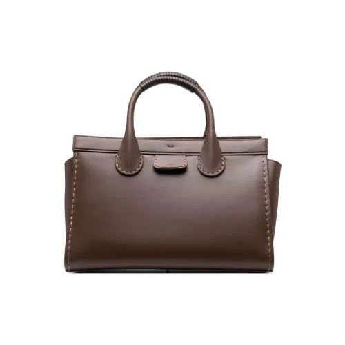 Chloe Edith Телячья кожа Сумка Большая Женская Коричневая