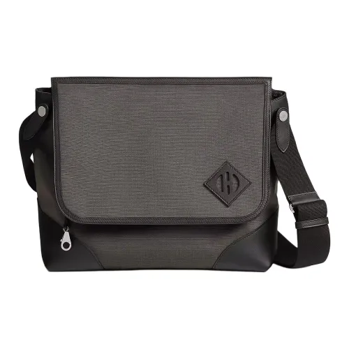 HERMES Allback Bivouac Холст And Swift Телячья кожа Холст Сумка Курьерская сумка Сумка через плечо Мужская Черная