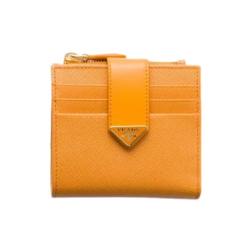 PRADA Saffiano Телячья кожа Кошелек Маленький Женский Янтарь