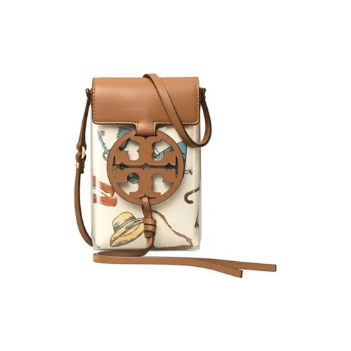 TORY BURCH Miller Кожа Чехол для телефона Мини Women's White Коньяк