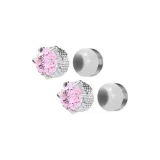 Серьги "Дракон Когтик" с магнитом - Розовый циркон