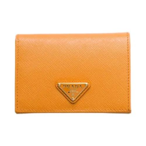 PRADA Saffiano Коровья кожа Кошелек Маленький Женский Янтарь