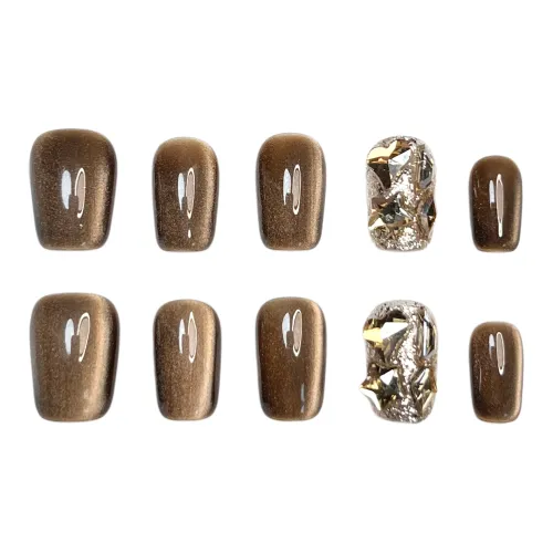 KDOW Mocha Enigma False Nail Short Square Coffee Solid Color 16mm KDOW Мокко Enigma False Nail Короткий Квадратный Кофейный Однотонный 16мм