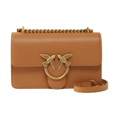 PINKO Love Bag Сумка из коровьей кожи плечо мини женская коричневый