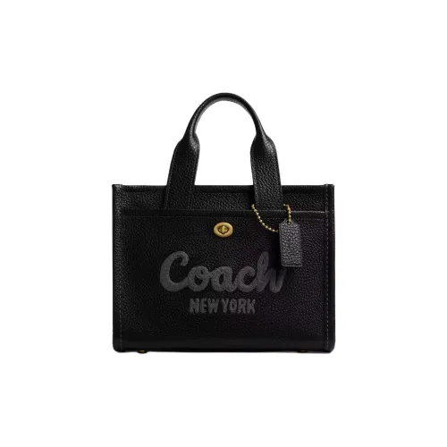 COACH Cargo Litchi Grain Leather Tote Bag Shopping Bag Shoulder Bag Handbag Large Women's Brass Black
