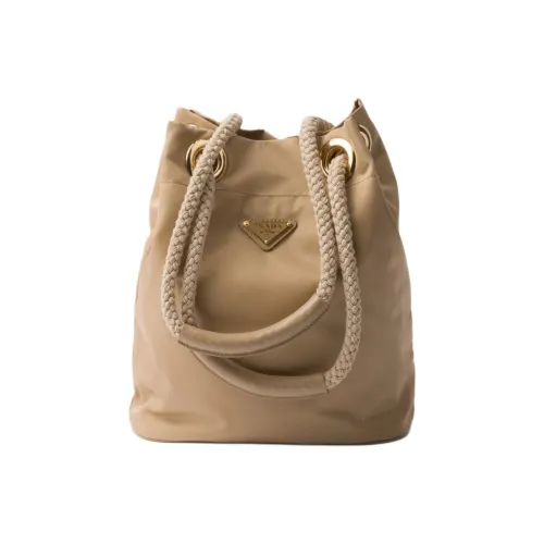 PRADA RE Нейлон Переработанный нейлон Ведрообразная сумка Сумка Сумка через плечо Маленькая Женская Коричневая