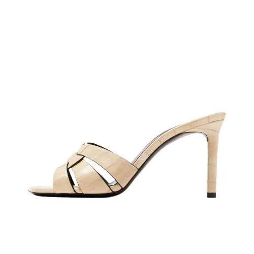 SAINT LAURENT TRIBUTE Слипоны 8,5 см Женские Бежевые