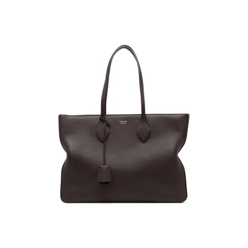 Ferragamo Hammered Текстура Коровья кожа Тоут Сумка Сумка для покупок Сумка Сумка через плечо Большая Женская Темно-коричневая