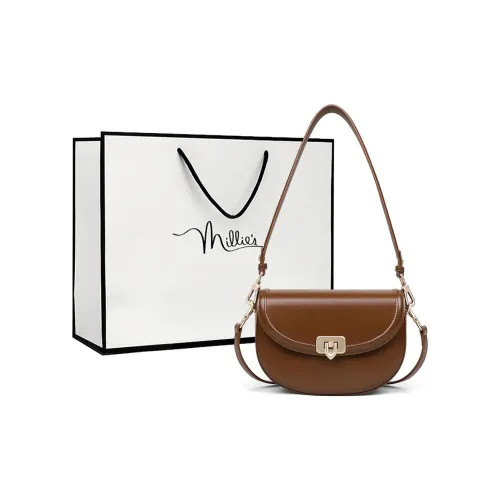 MILLIE'S Сумка из коровьей кожи с подмышечным седлом сумка через плечо обычная женская карамель кофейный