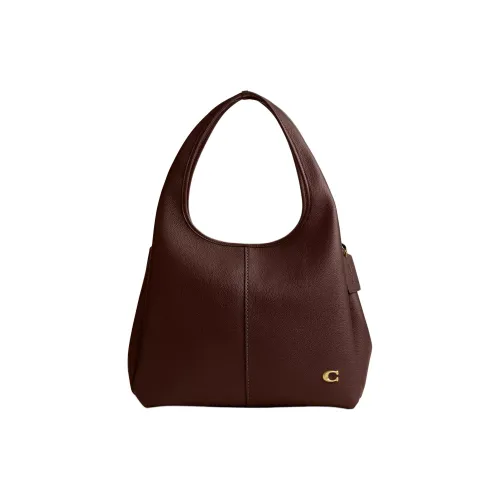 COACH LANA Полированная кожа с текстурой личи сумка через плечо большая женская коричневая