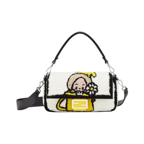 FENDI TAROUT Коллаборация Baguette Шерсть Одно плечо Сумка Средний Женская Белый Многоцветный