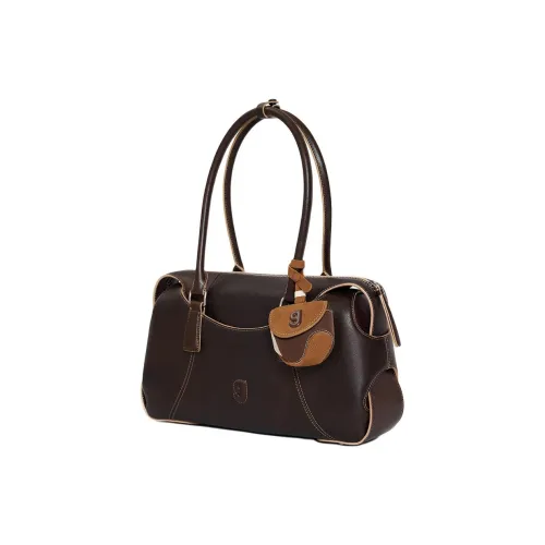 KUNOGIGI Сумка через плечо из коровьей кожи большая женская песочного цвета с рисунком коричневый